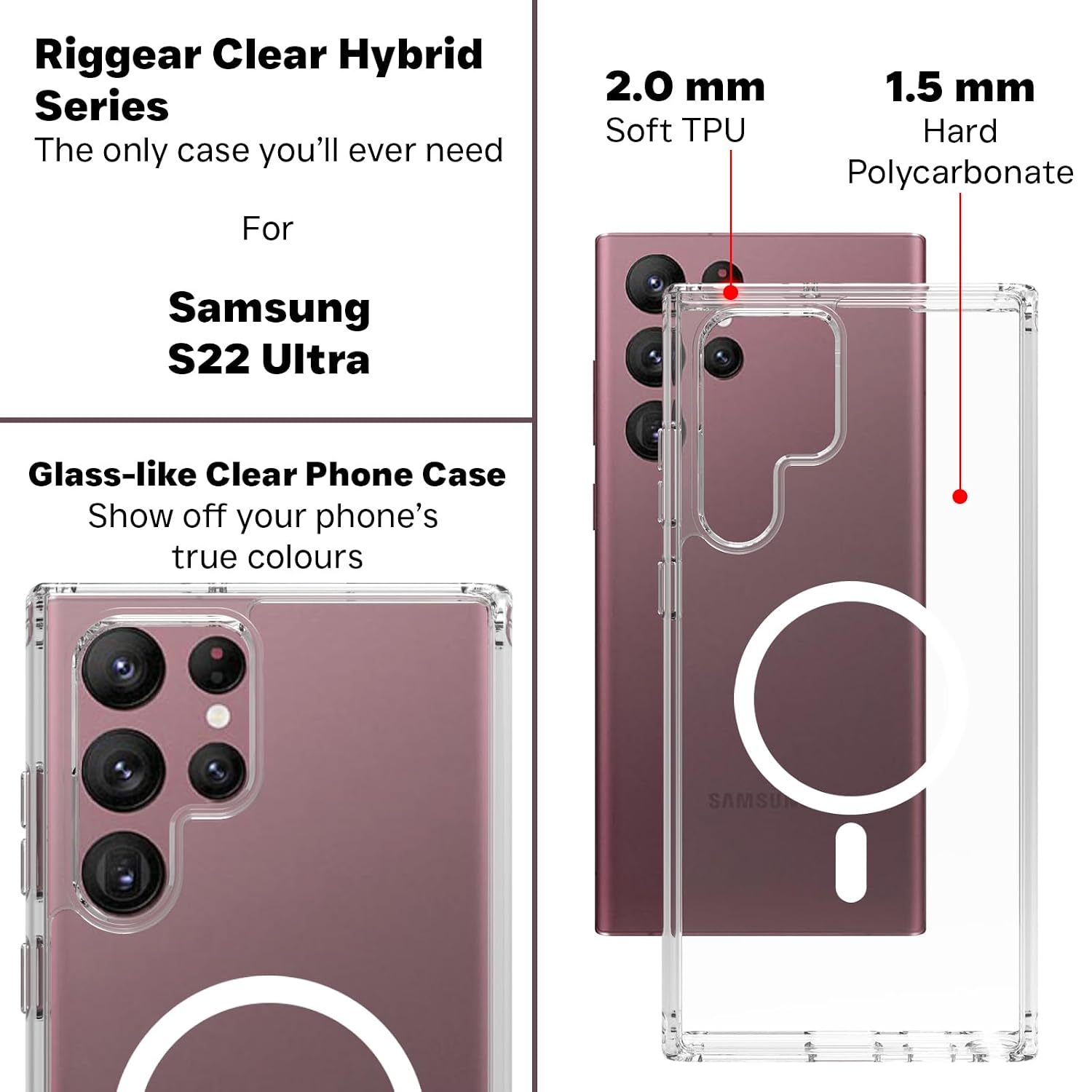 Samsung Galaxy S22 Ultra Back Cover Case | Sleek Hybrid - Clear Magnetic