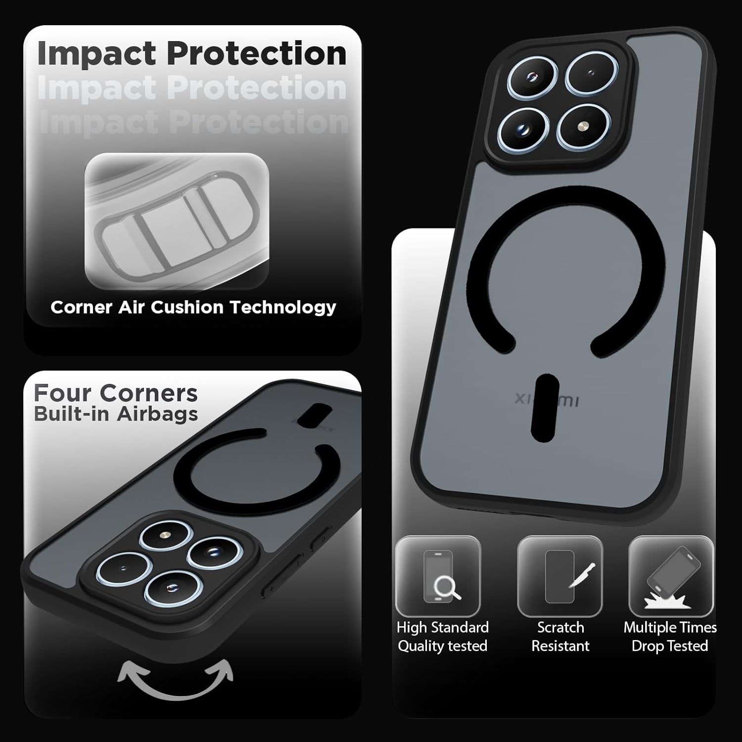 Xiaomi 17 Back Cover Case | Sleek Hybrid - Matte Black Magnetic