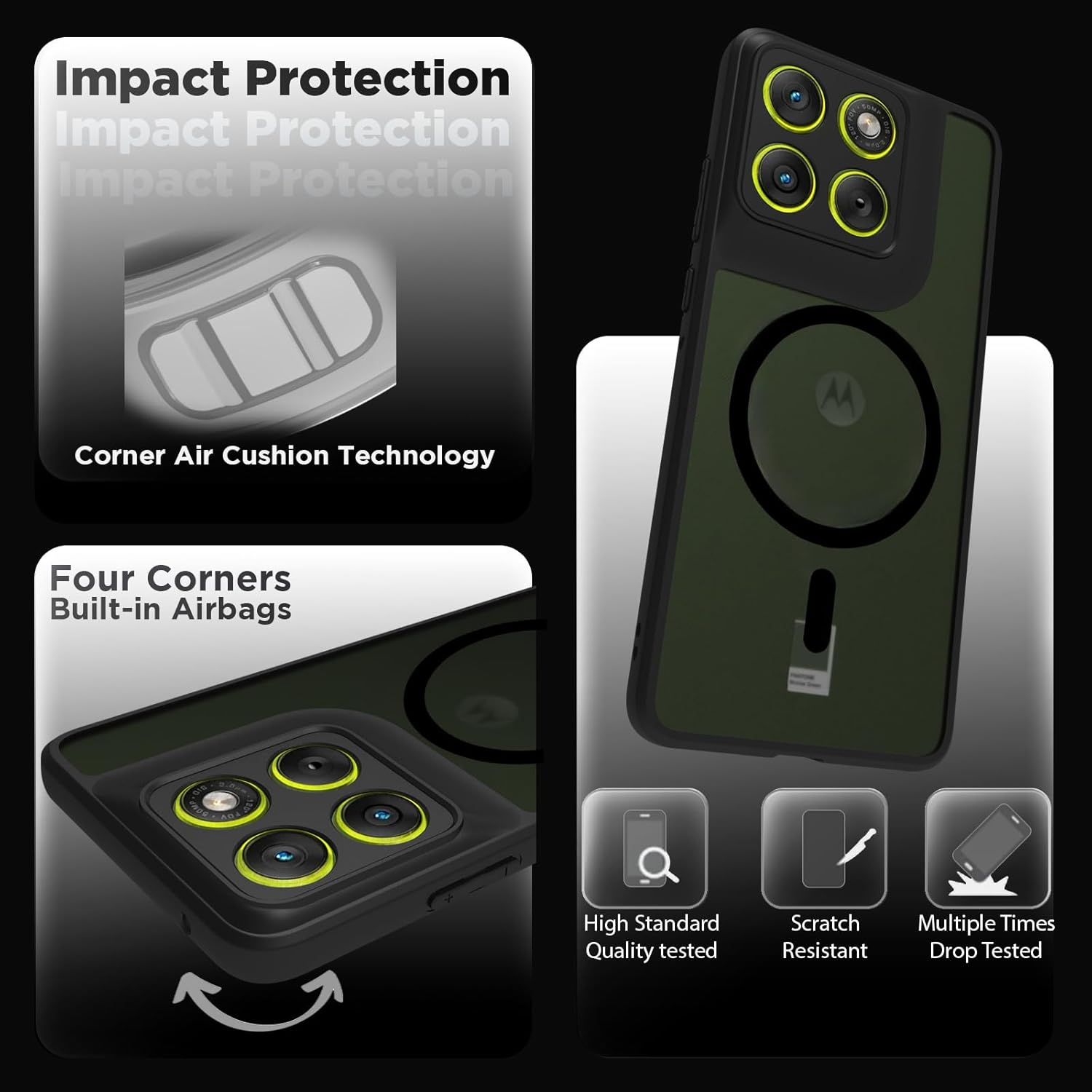 Moto Edge 70 5G Back Cover Case | Sleek Hybrid - Matte Black Magnetic