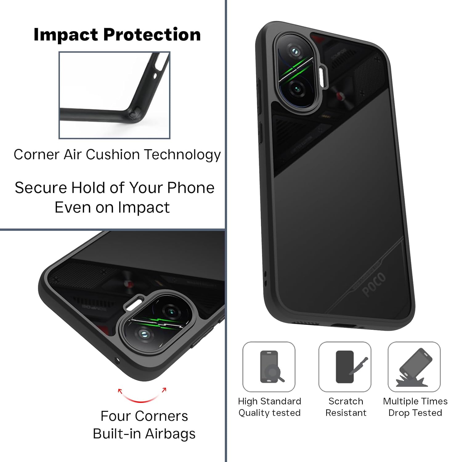 Poco F7 5G Back Cover Case | Sleek Hybrid - Matte Black