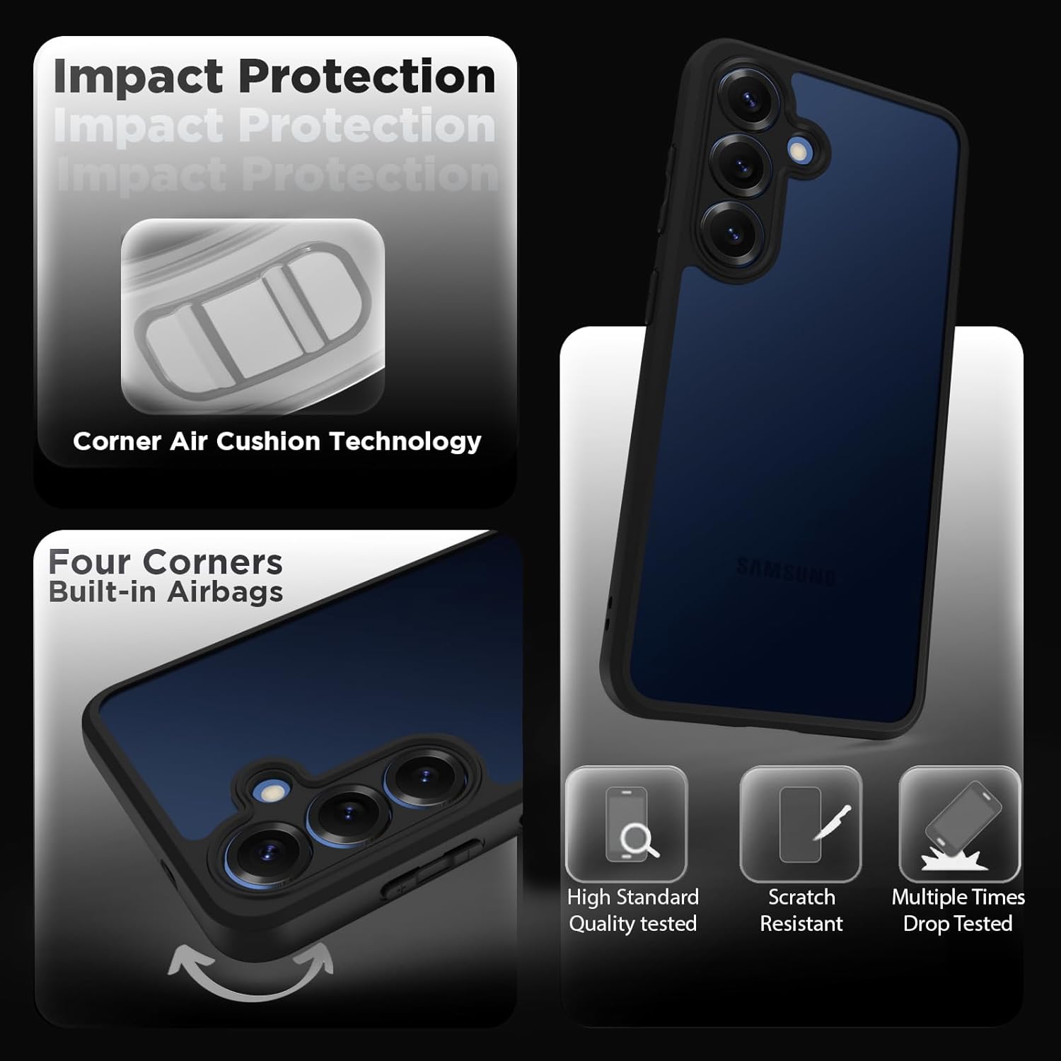 Samsung Galaxy S25 Back Cover Case | Sleek Hybrid - Matte Black