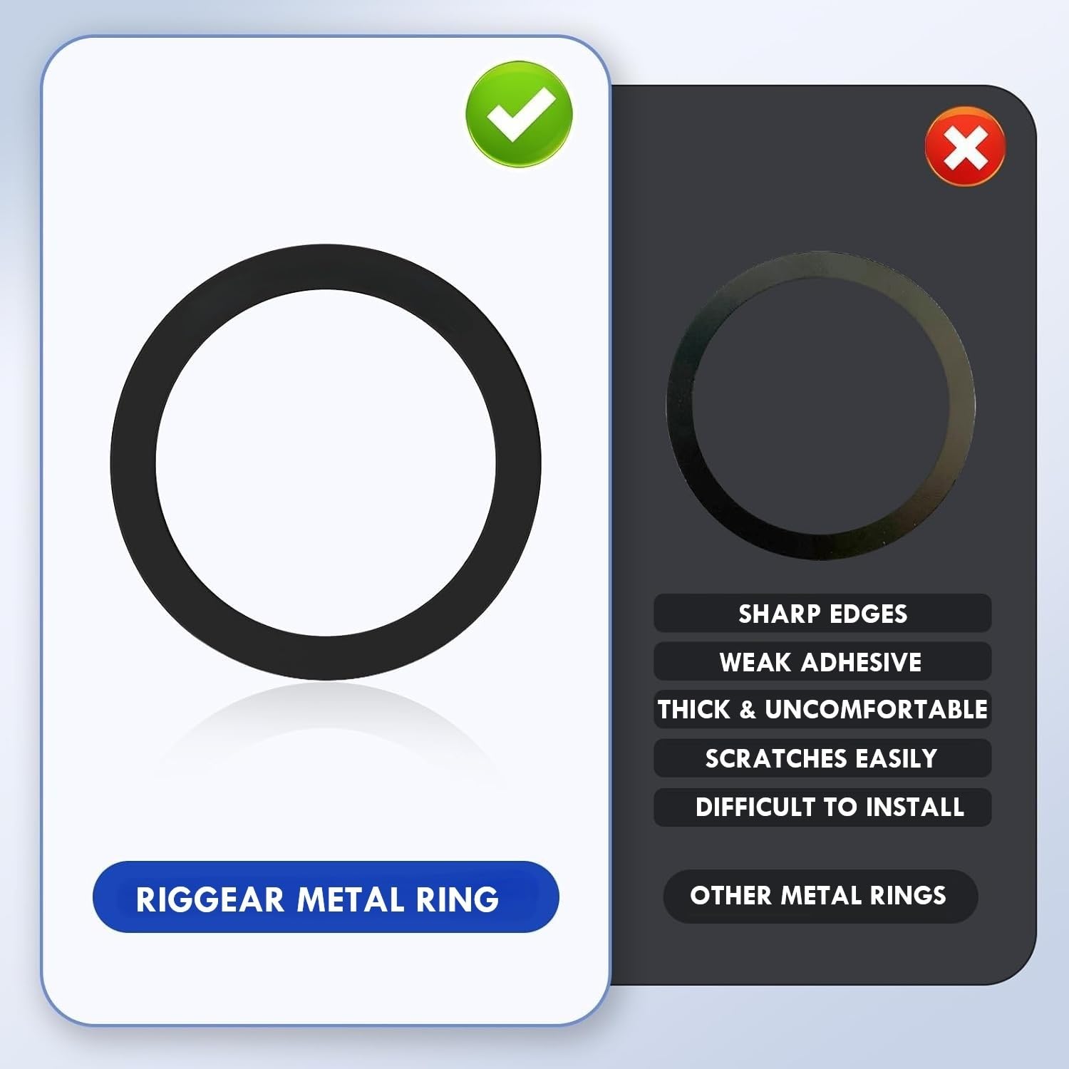 MagSafe Ring Sticker | Magnetic Metal Plate (Pack of 2) - Black