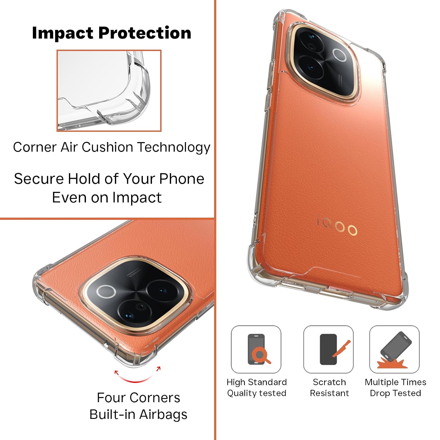 iQOO Z9s Pro/ Vivo T3 Pro Back Cover Case | Sleek Hybrid - Clear