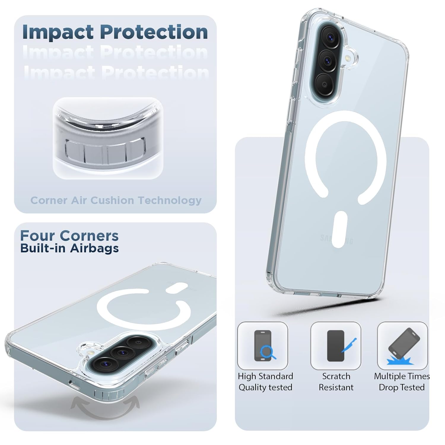 Samsung Galaxy A57 5G Back Cover Case | Clear Hybrid - Clear Magnetic