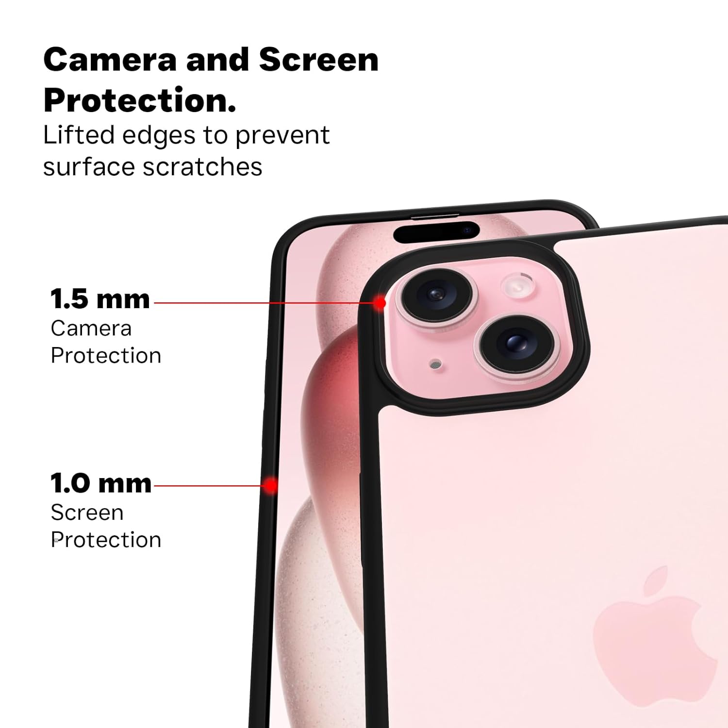 iPhone 15 Plus Back Cover Case | Sleek Hybrid - Clear Black