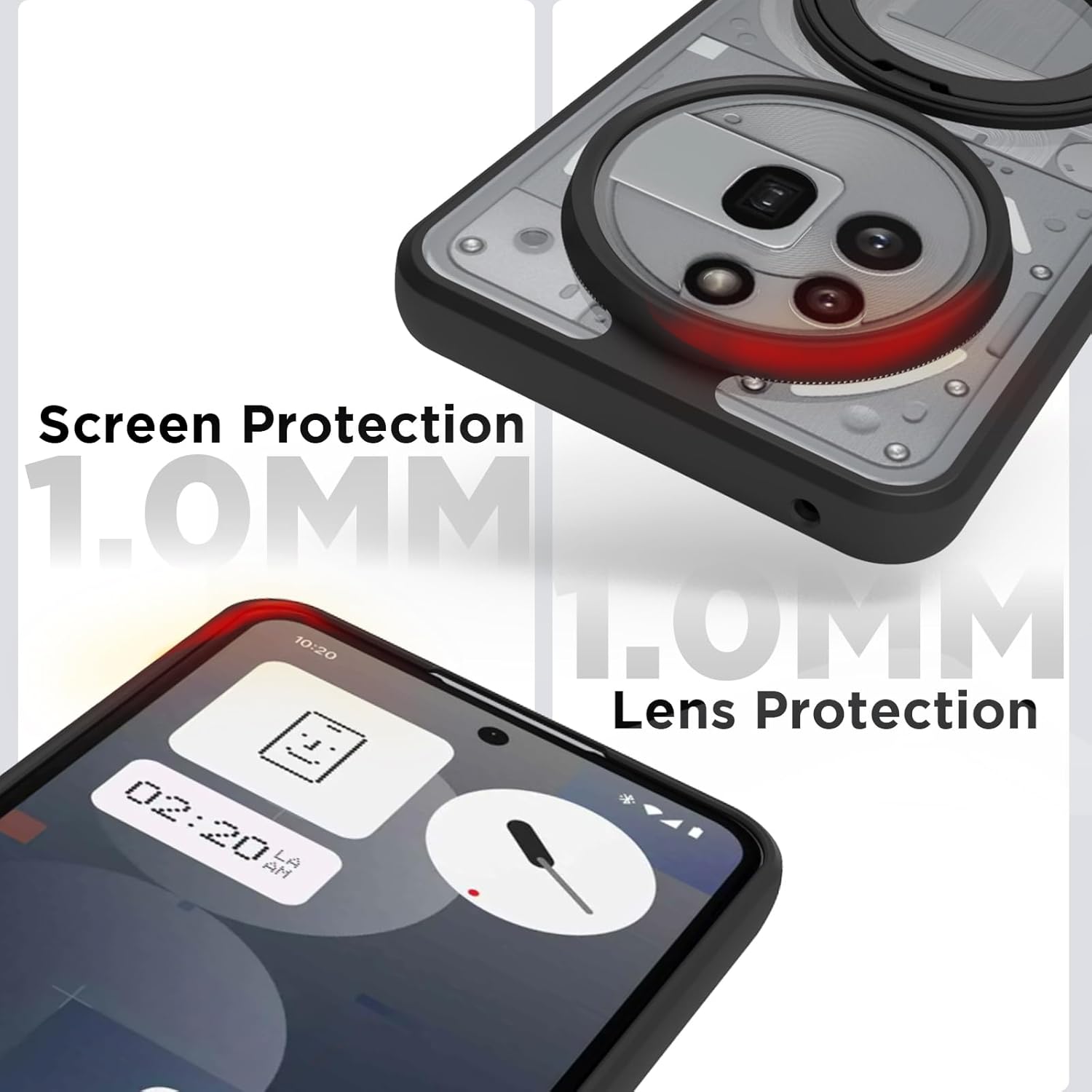 Nothing Phone 3a Pro Ring Stand Back Cover Case | Clear Hybrid - Clear Black Magnetic