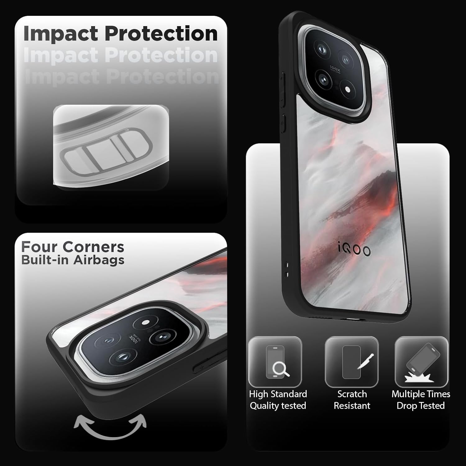 iQOO 15 5G Back Cover Case | Sleek Hybrid - Clear Black