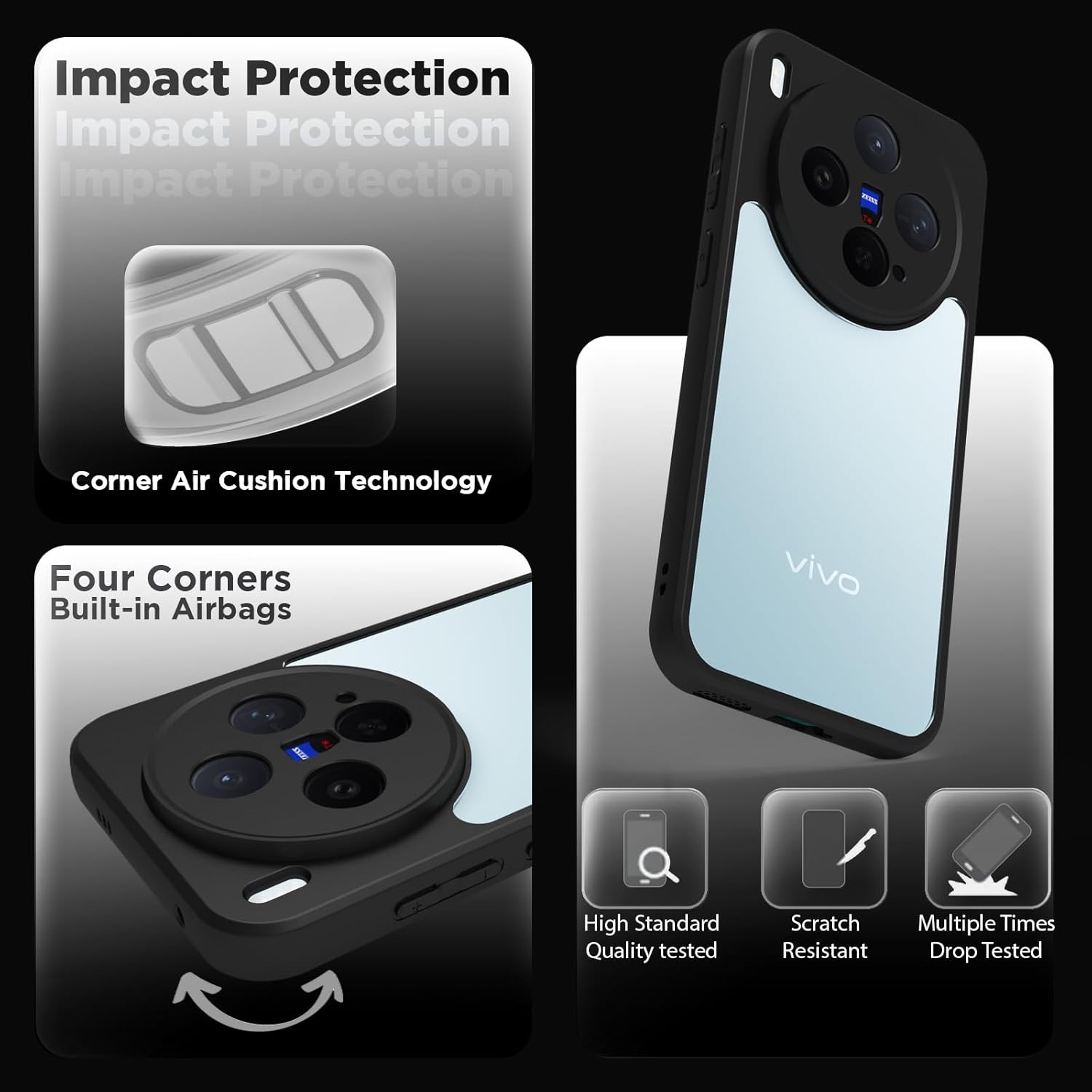 Vivo X300 5G Back Cover Case | Sleek Hybrid - Clear Black