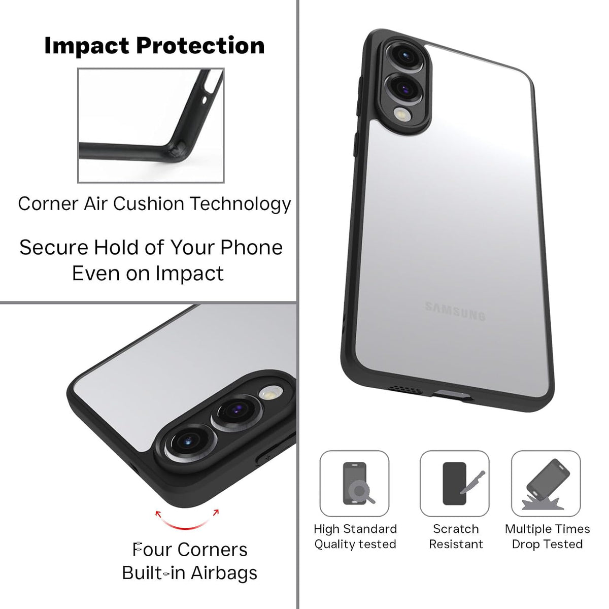 Samsung Galaxy S25 Edge Back Cover Case | Sleek Hybrid - Clear Black