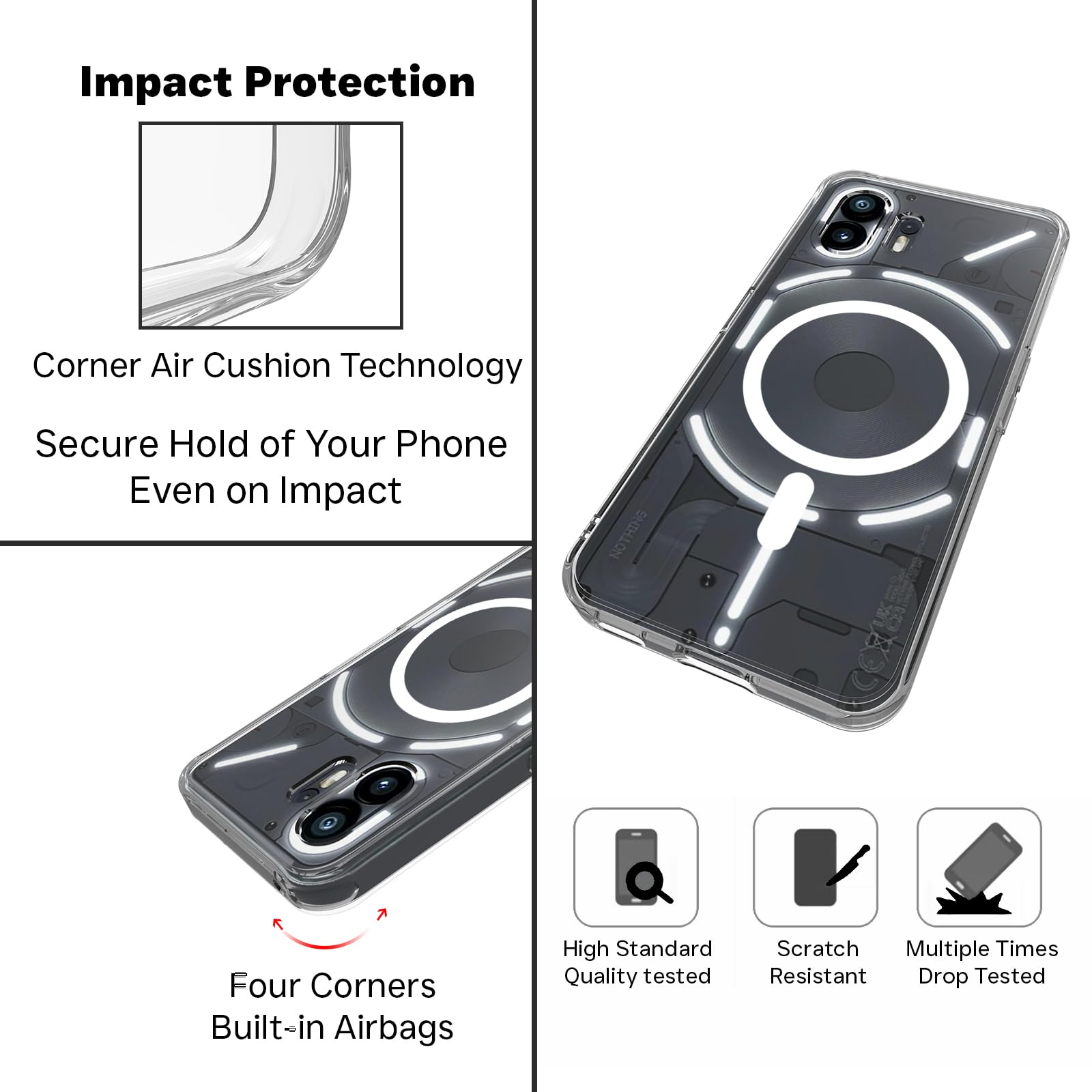 Nothing Phone 2 Back Cover Case | Clear Hybrid - Clear Smoke Magnetic