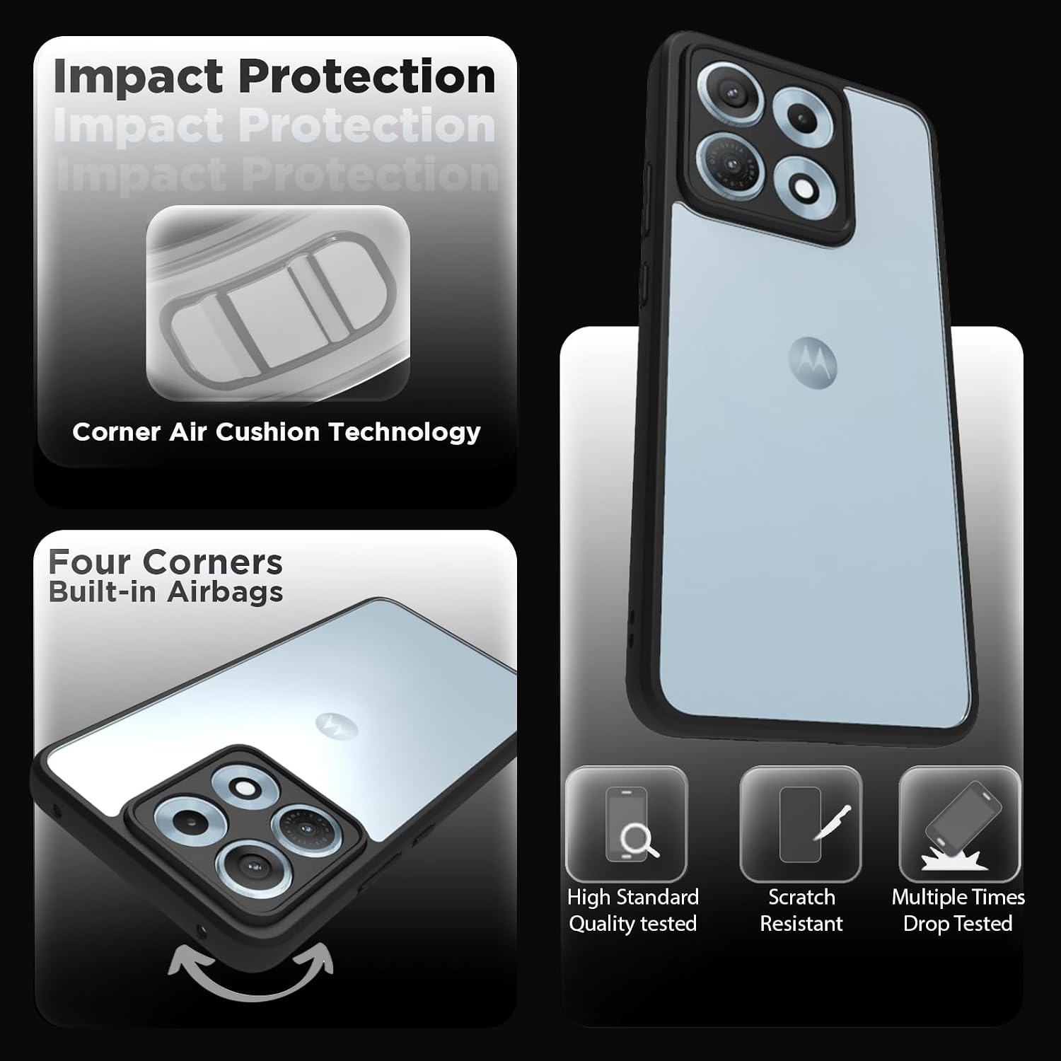 Motorola Edge 70 Max Back Cover Case | Sleek Hybrid - Clear Black