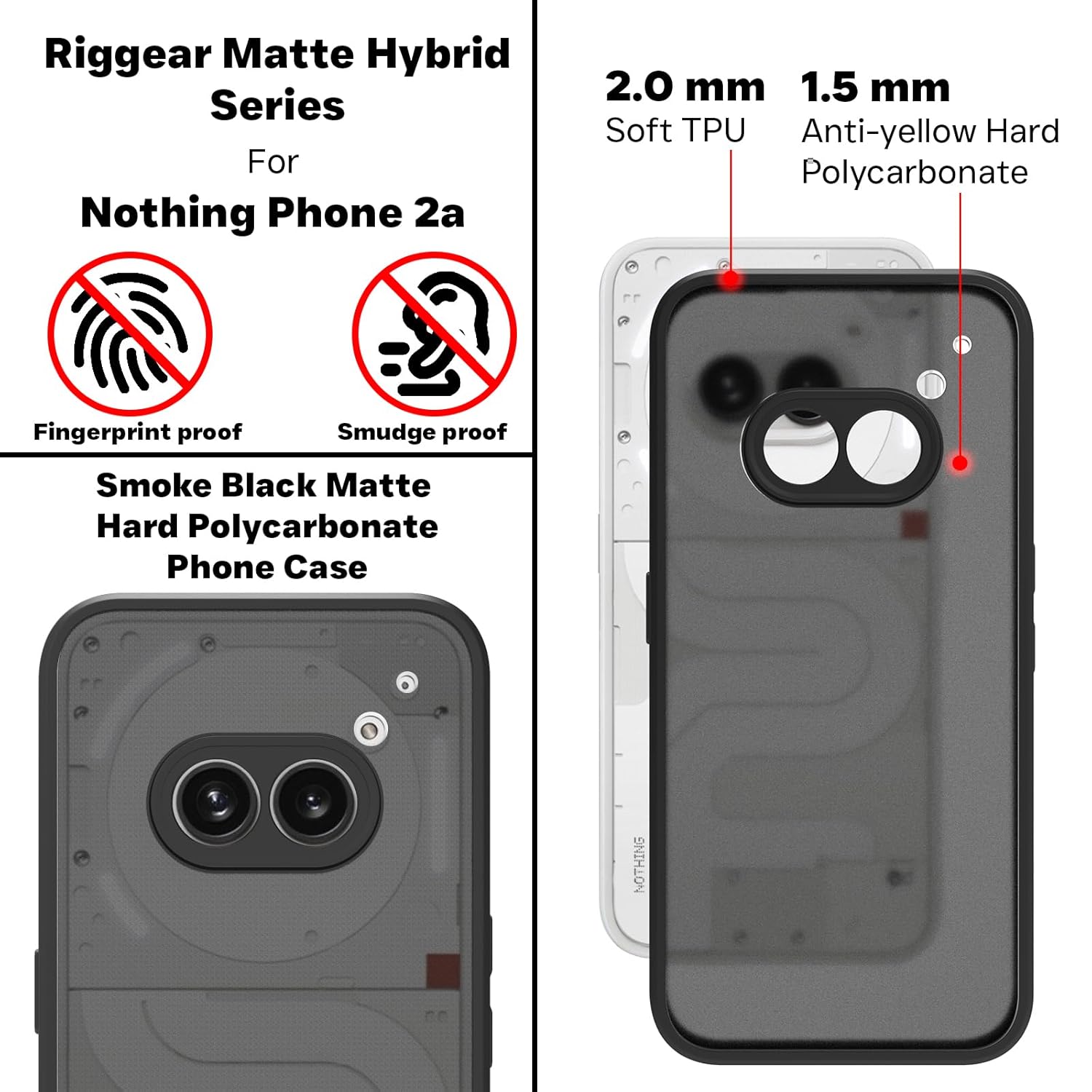 Nothing Phone 2A / Phone 2A Plus Back Cover Case | Sleek Hybrid - Matte Black
