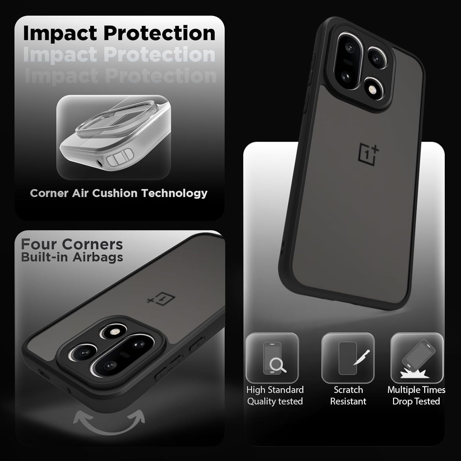 OnePlus 15 5G Back Cover Case | Sleek Hybrid - Matte Black