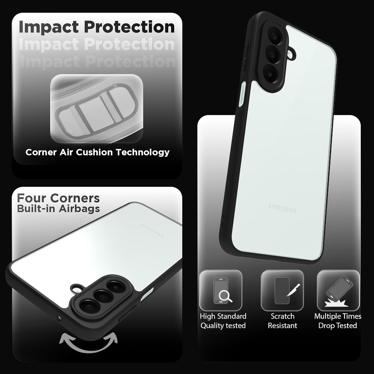 Samsung Galaxy A27 Back Cover Case | Sleek Hybrid - Clear Black