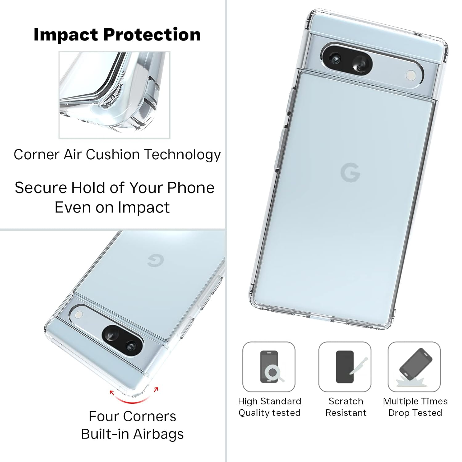 Google Pixel 7A Back Cover Case | Clear Hybrid - Clear