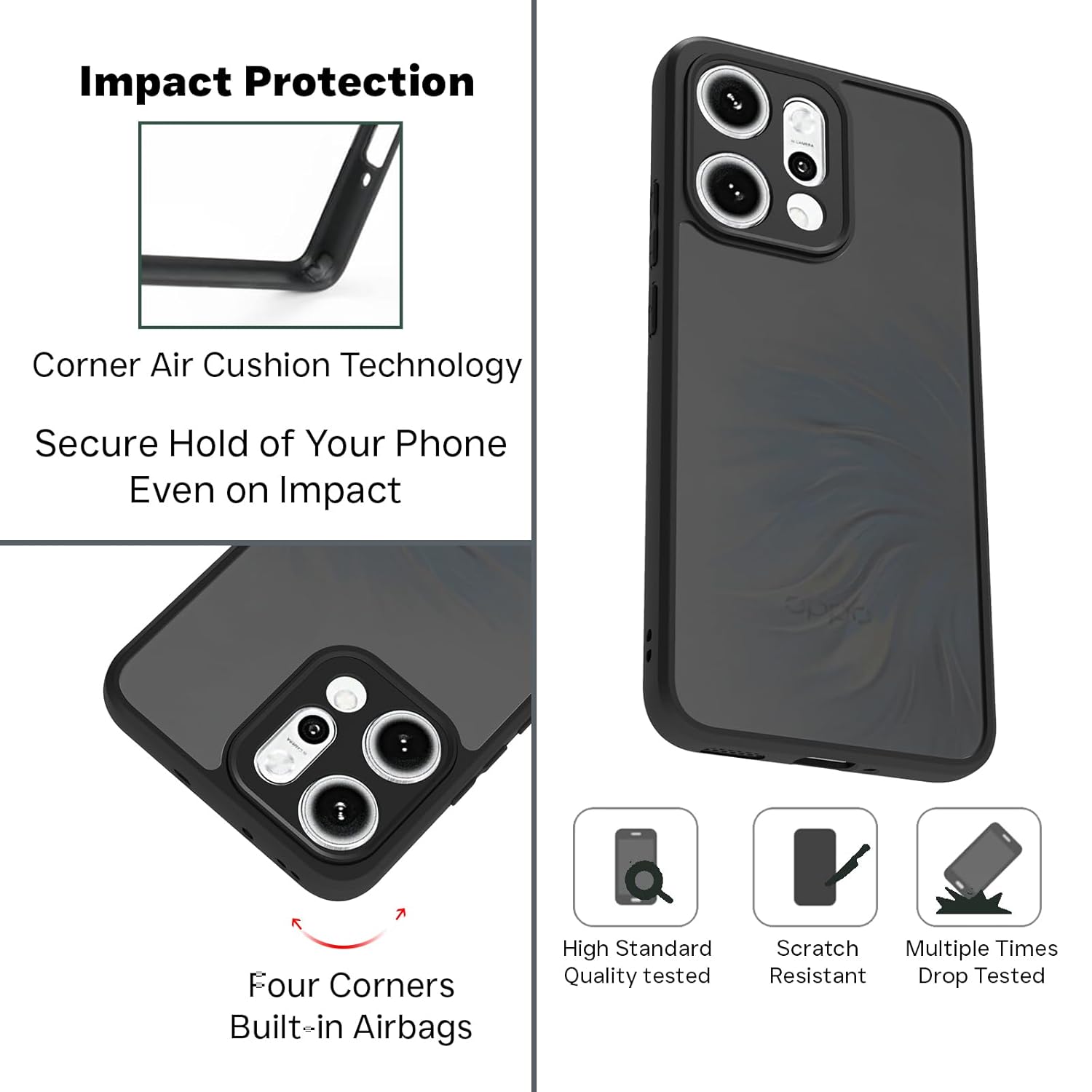 Oppo Reno 14 Pro 5G Back Cover Case | Sleek Hybrid - Matte Black
