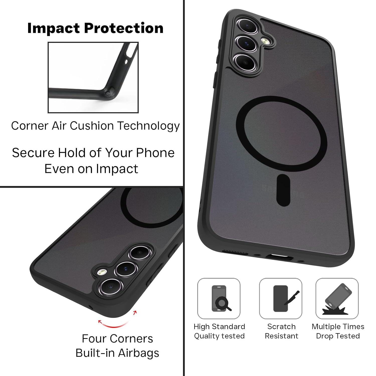 Samsung Galaxy A35 5G Back Cover Case | Sleek Hybrid - Matte Black Magnetic