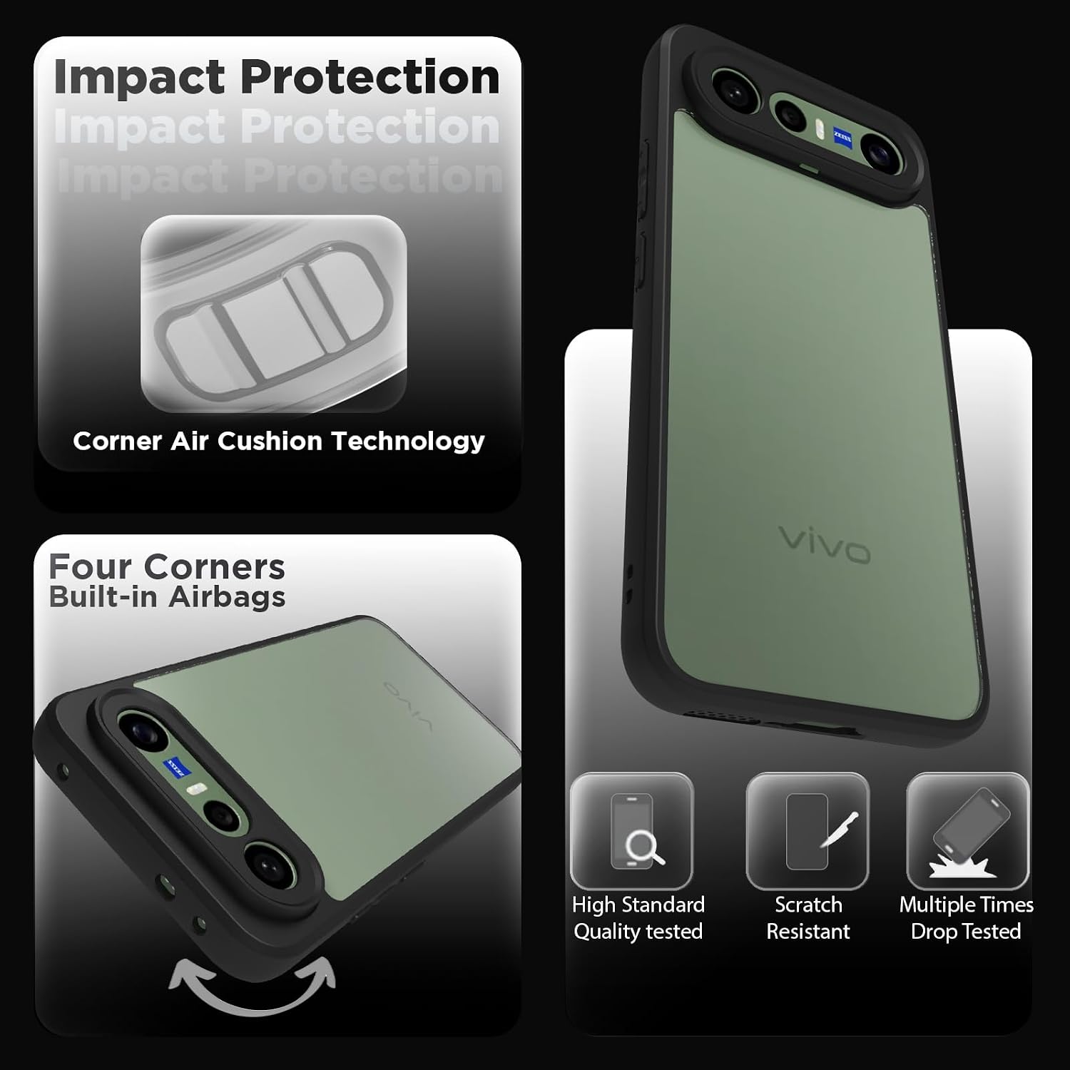 Vivo X300 FE Back Cover Case | Sleek Hybrid - Clear Black