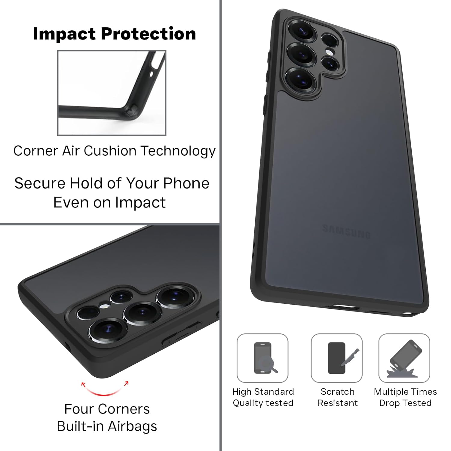 Samsung Galaxy S25 Ultra Back Cover Case | Sleek Hybrid - Matte Black