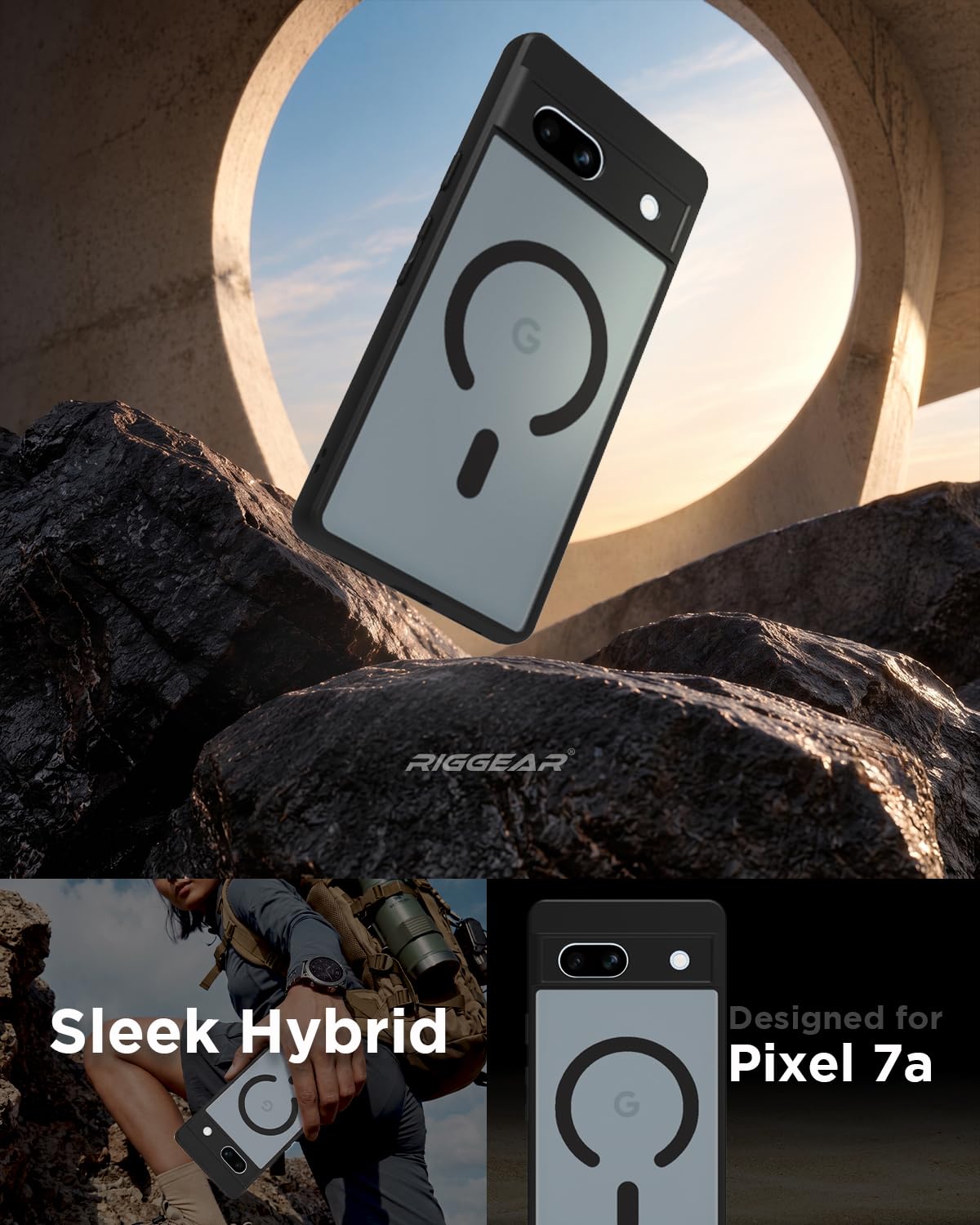 Google Pixel 7A Back Cover Case | Sleek Hybrid - Matte Black Magnetic