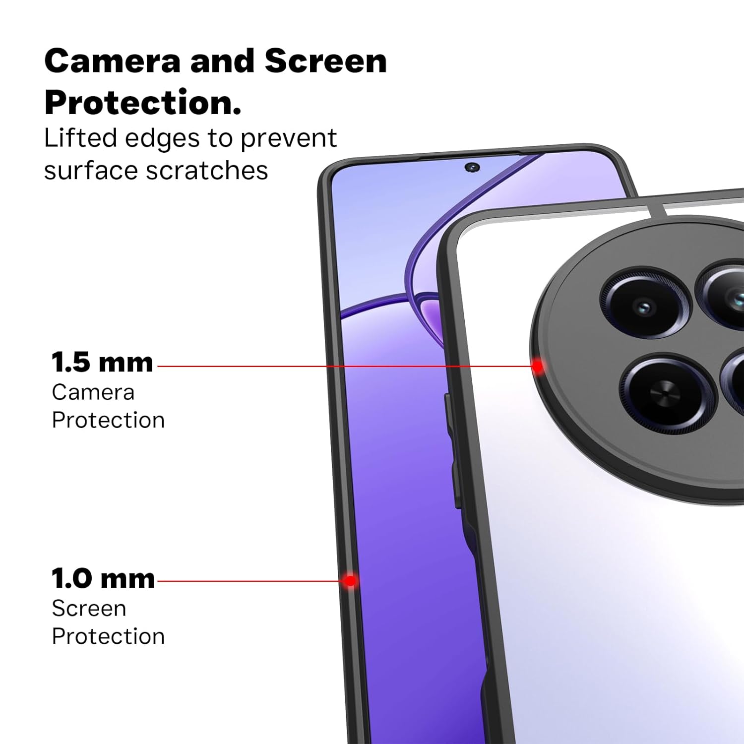 Realme 13 / 12X / 12 / Narzo 70X / Narzo N65 5G Back Cover Case | Clear Hybrid - Clear Black
