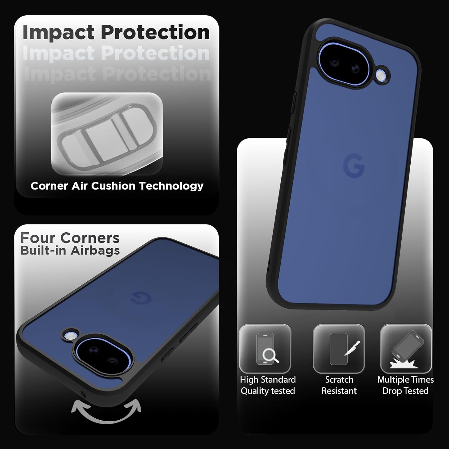 Google Pixel 10a Back Cover Case | Sleek Hybrid - Matte Black
