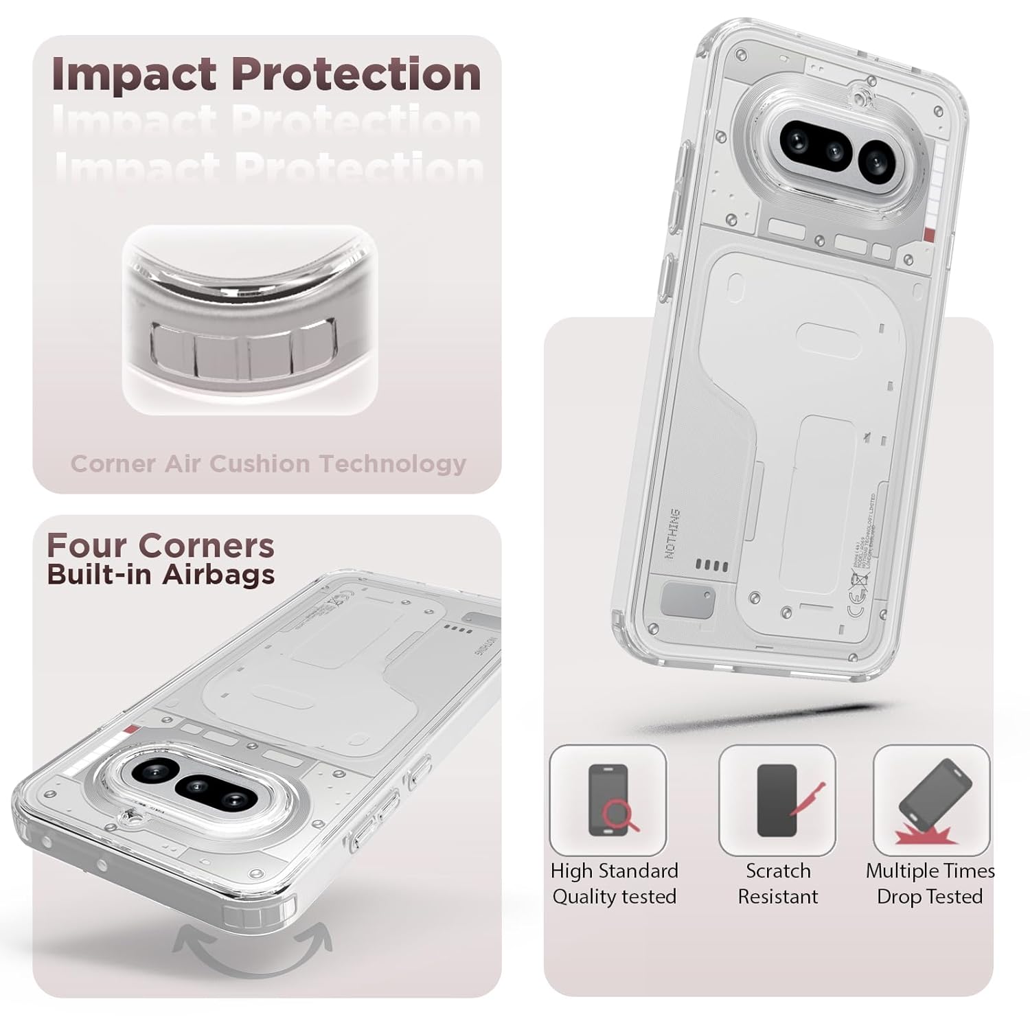 Nothing Phone 4a 5G Back Cover Case | Clear Hybrid - Clear