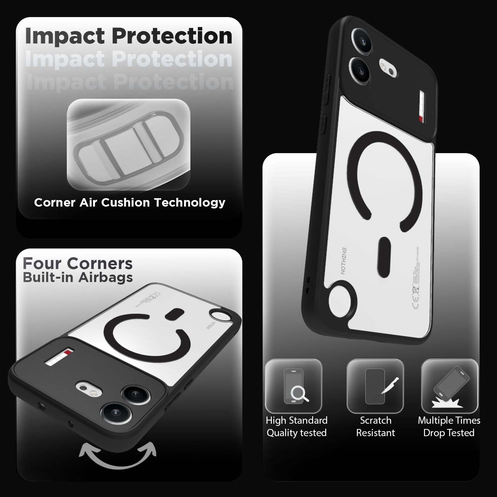 Nothing Phone 4b Back Cover Case | Sleek Hybrid - Clear Black Magnetic