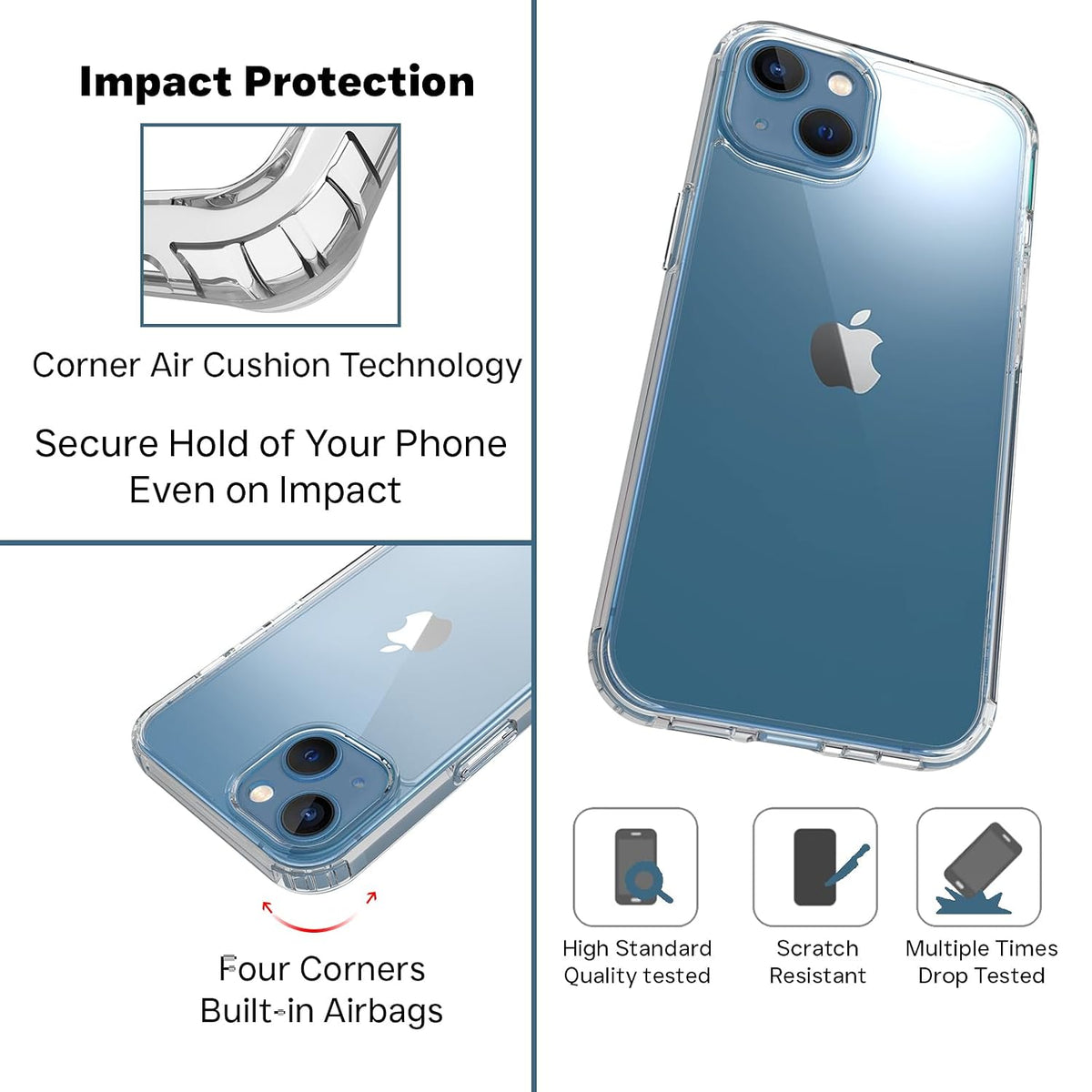 iPhone 13 Back Cover Case | Clear Hybrid - Clear