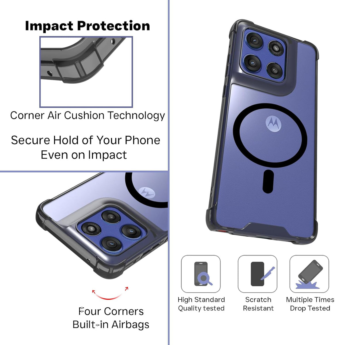 Motorola Edge 60 Stylus Back Cover Case | Clear Hybrid - Clear Magnetic