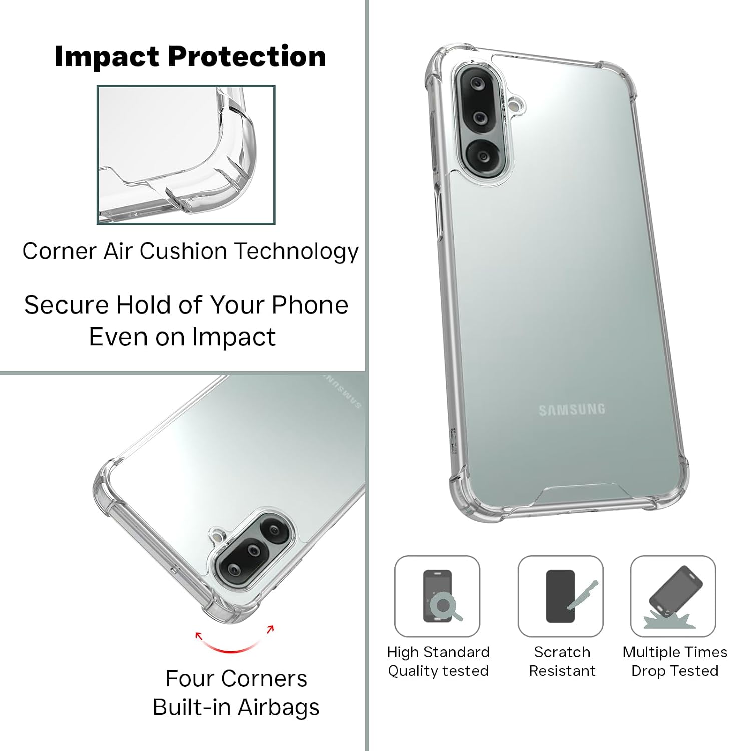 Samsung Galaxy M36 / Galaxy F36 Back Cover Case | Clear Hybrid - Clear