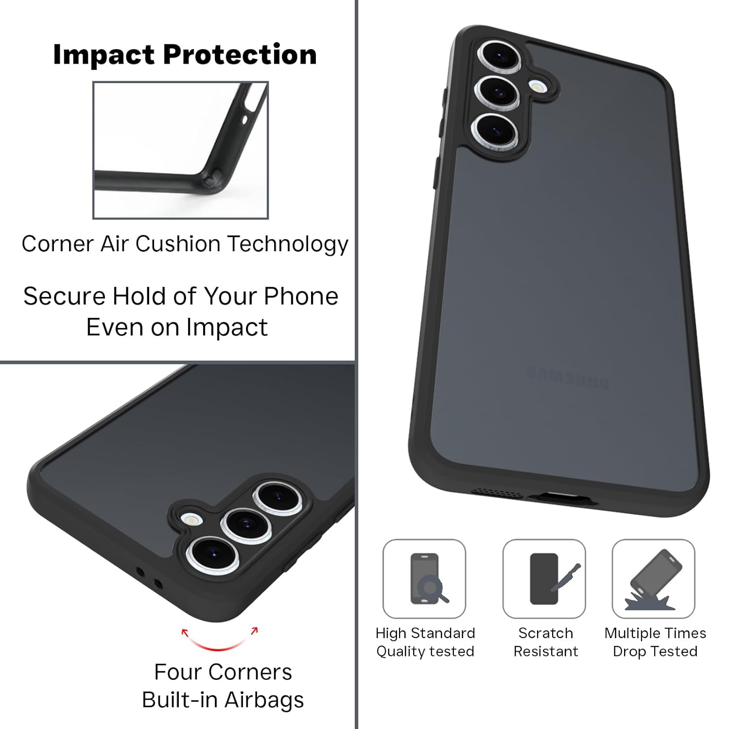Samsung Galaxy S24 FE 5G Back Cover Case | Sleek Hybrid - Matte Black