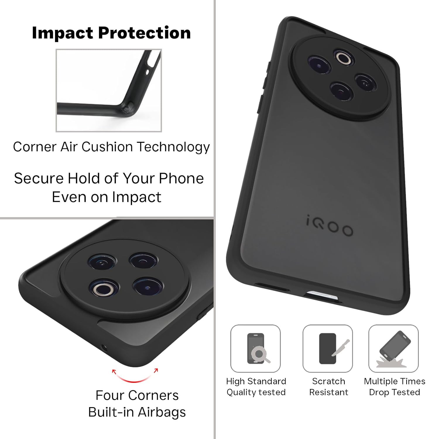 iQOO Z10 5G / Vivo T4 5G Back Cover Case | Sleek Hybrid - Matte Black