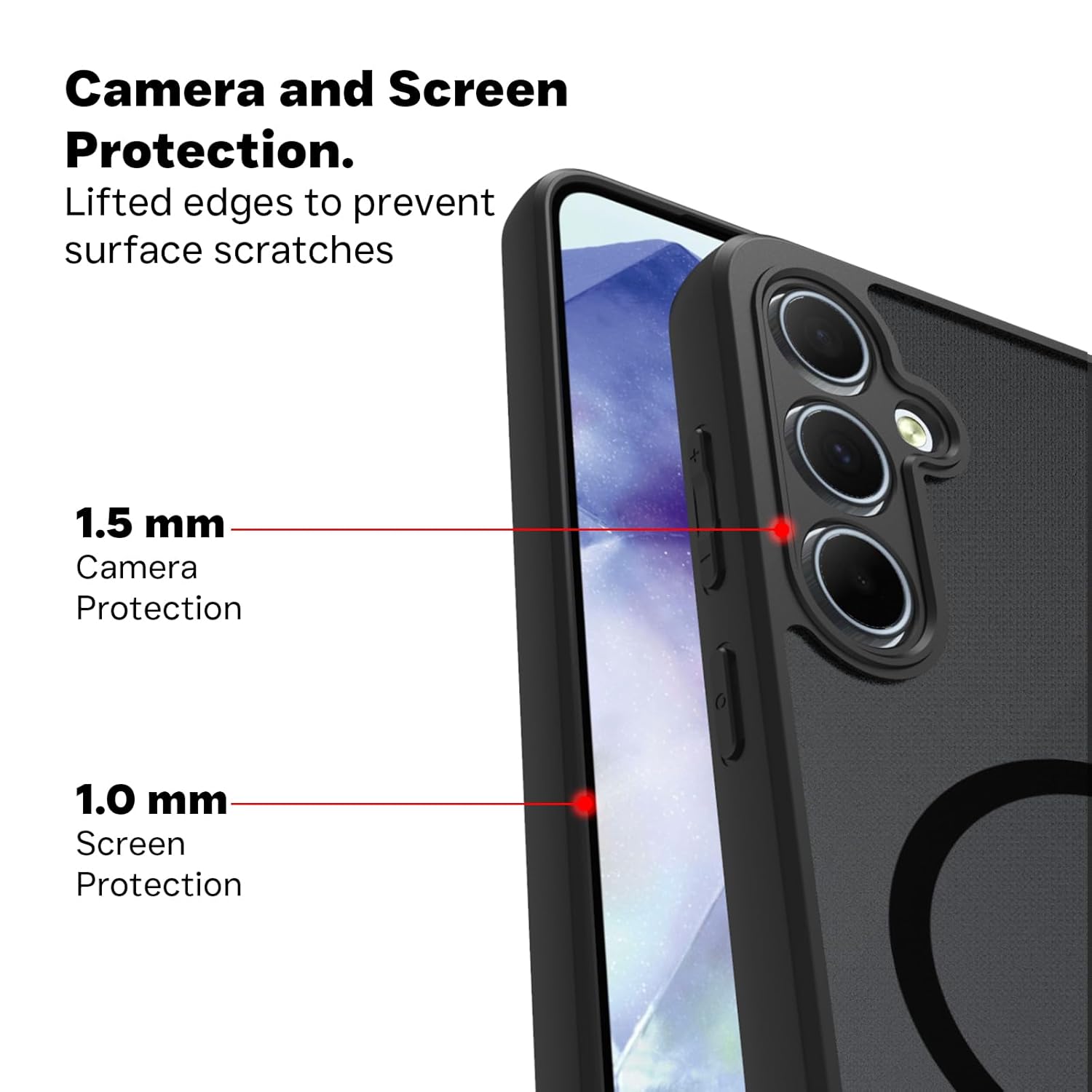 Samsung Galaxy A55 5G Back Cover Case | Sleek Hybrid - Matte Black Magnetic