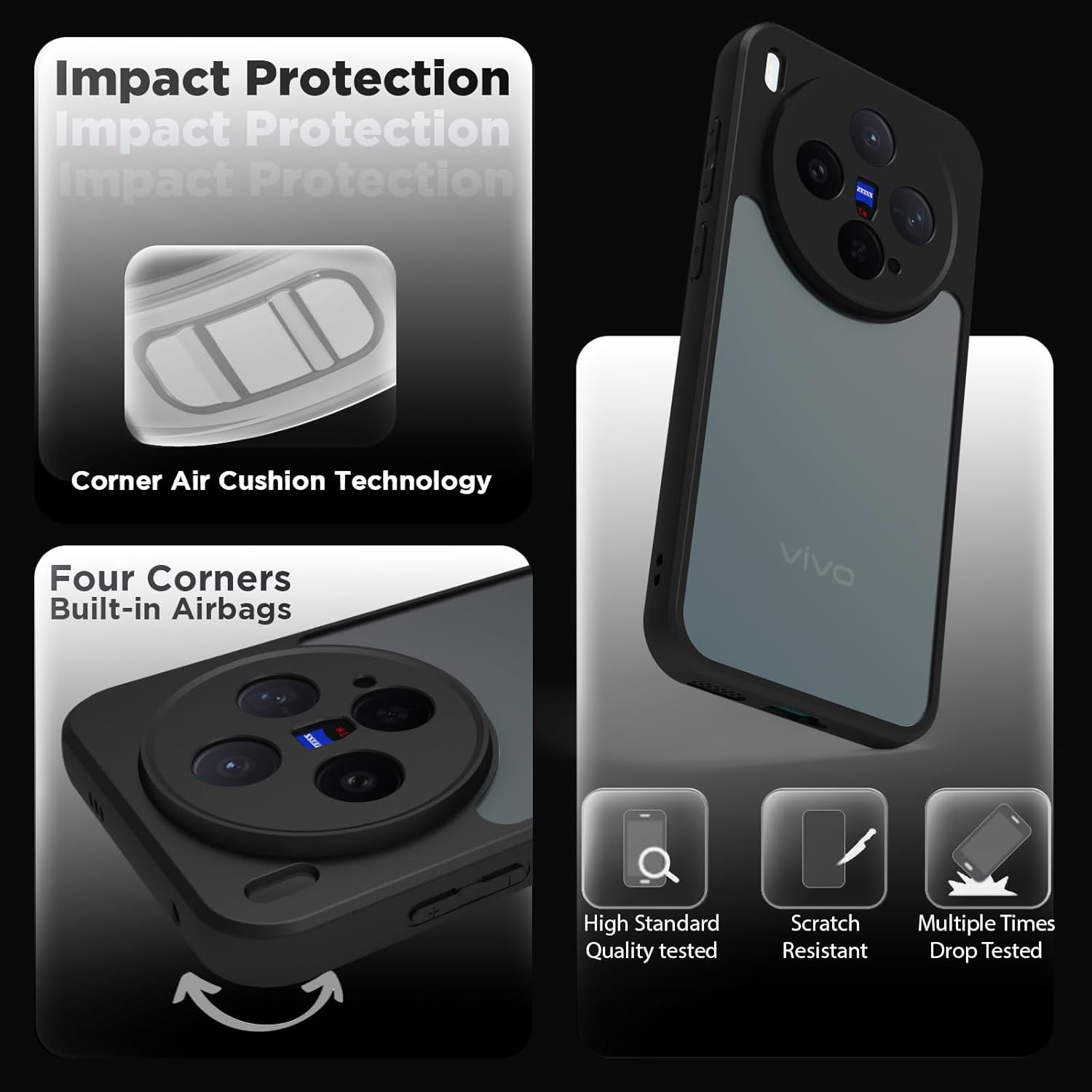 Vivo X300 5G Back Cover Case | Sleek Hybrid - Matte Black