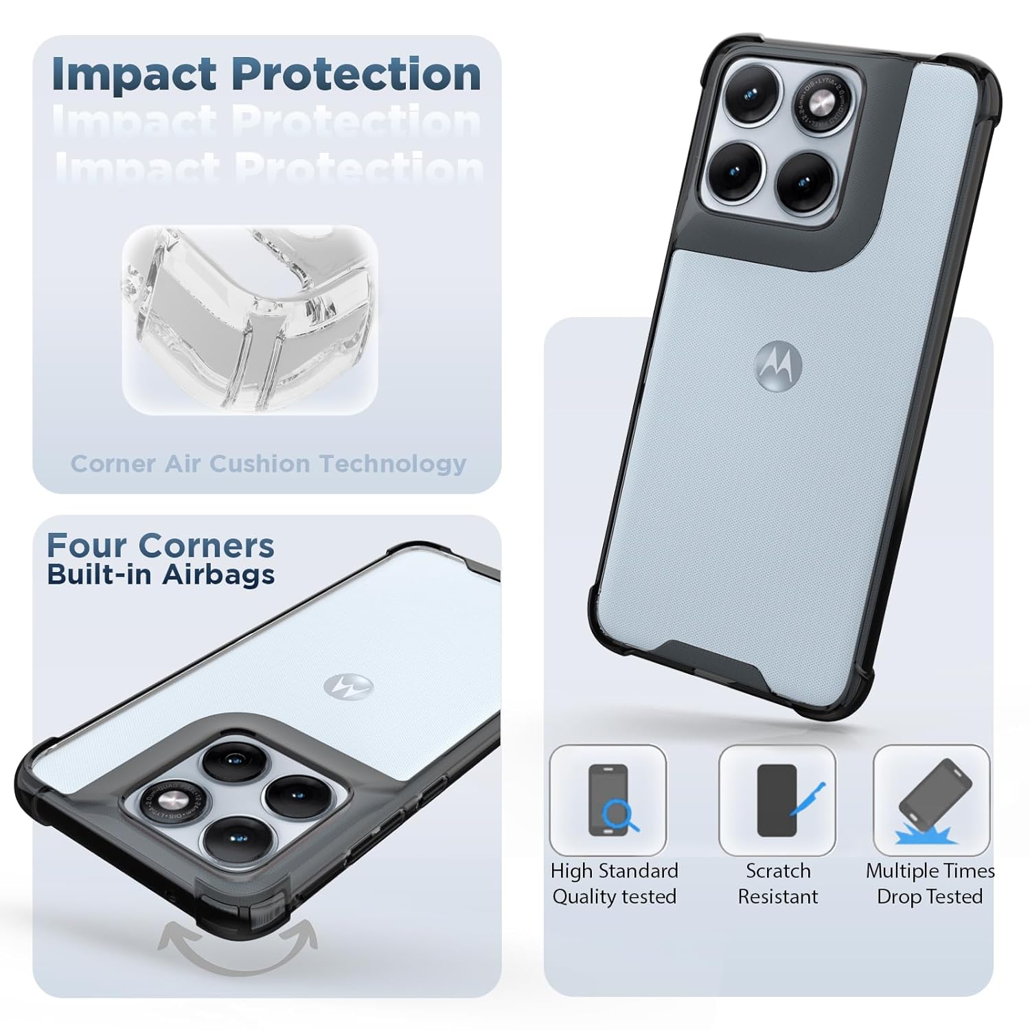 Motorola Edge 70 Fusion Back Cover Case | Clear Hybrid - Clear Smoke