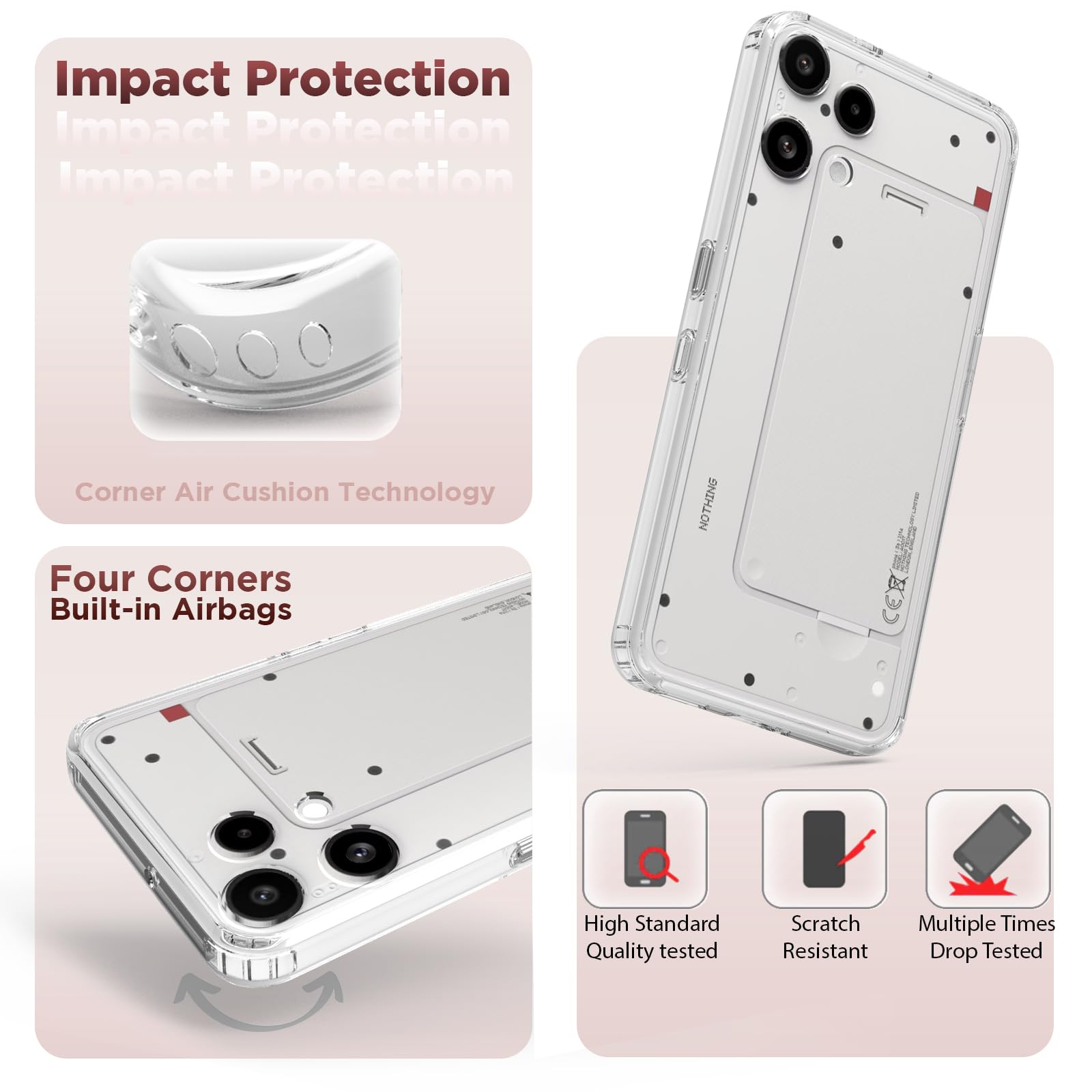 Nothing Phone 3a Lite 5G Back Cover Case | Clear Hybrid - Clear