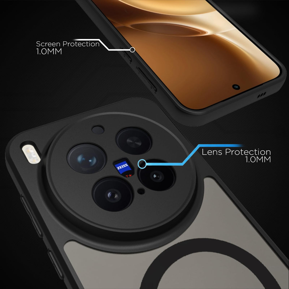 Vivo X300 Pro 5G Back Cover Case | Sleek Hybrid - Matte Black Magnetic