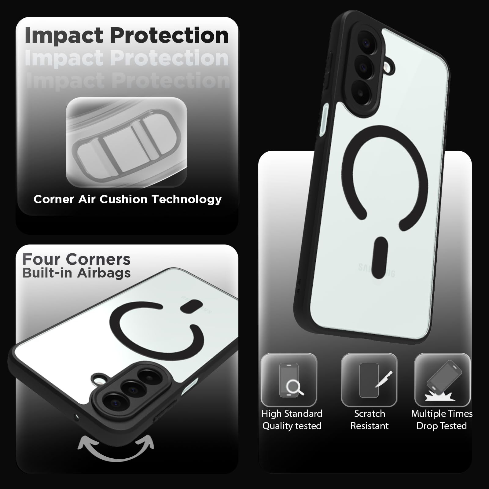 Samsung Galaxy A27 Back Cover Case | Sleek Hybrid - Clear Black Magnetic