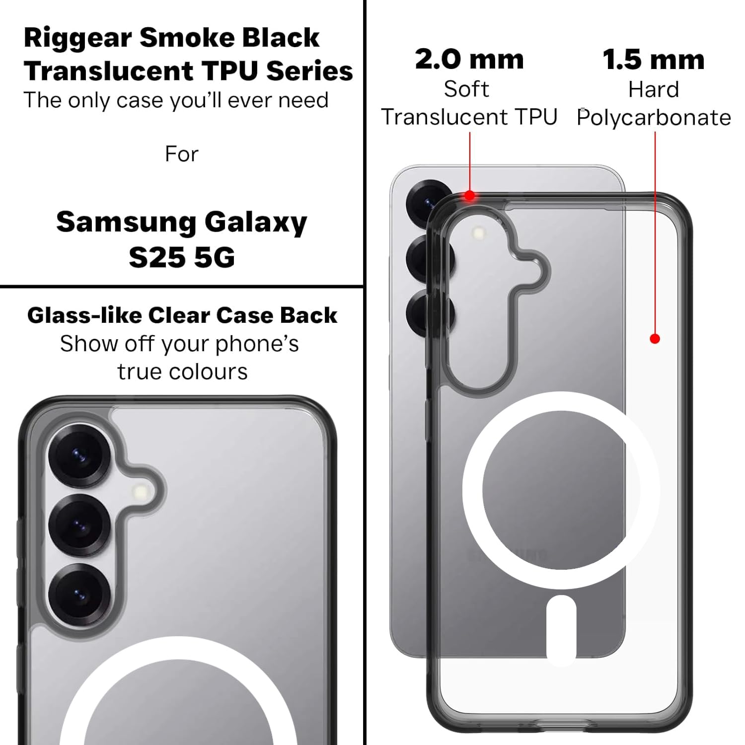 Samsung Galaxy S25 Back Cover Case | Clear Hybrid - Clear Magnetic