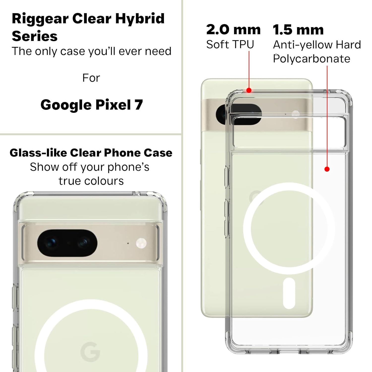 Google Pixel 7 Back Cover Case | Clear Hybrid - Clear Magnetic