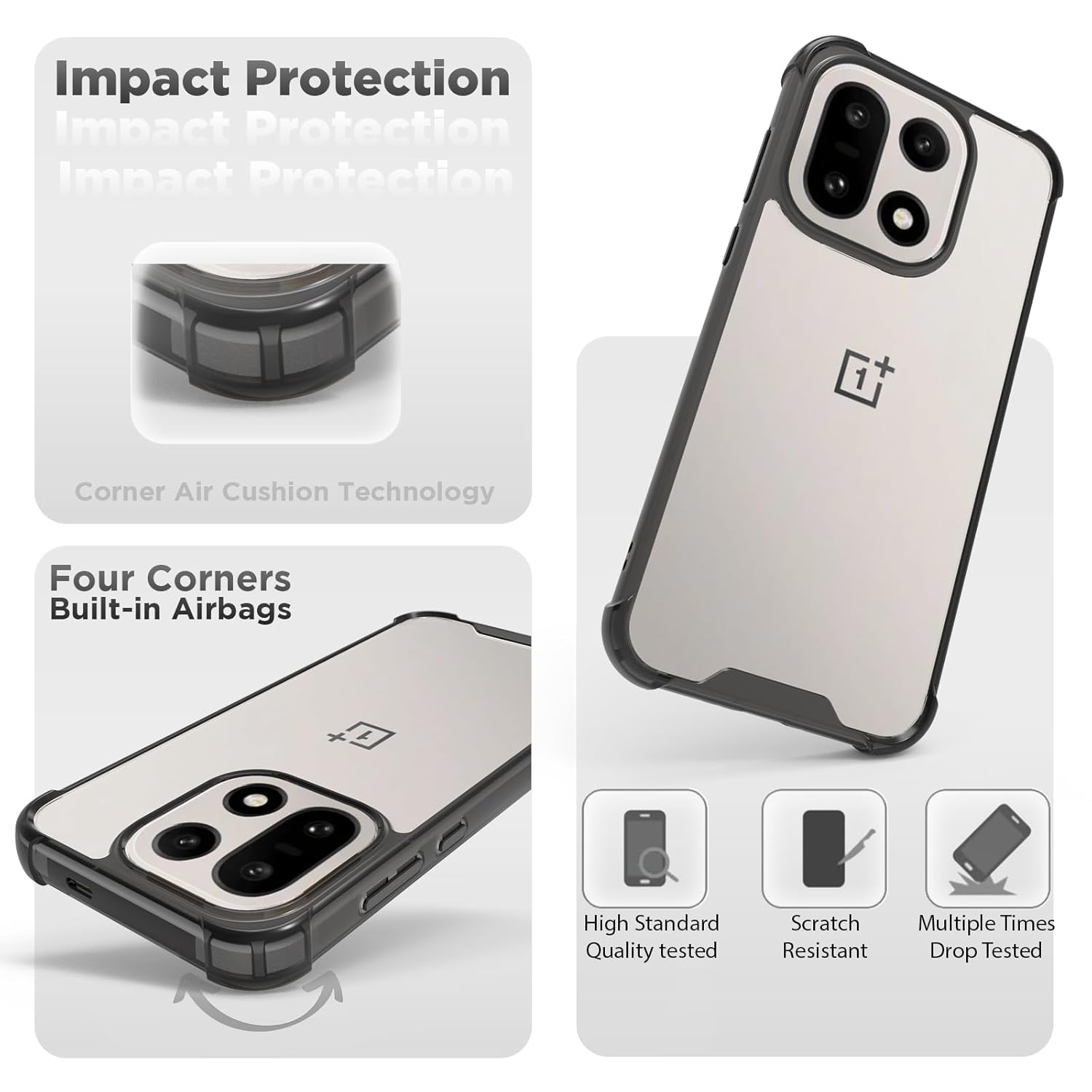 OnePlus 15 5G Back Cover Case | Clear Hybrid - Clear Smoke