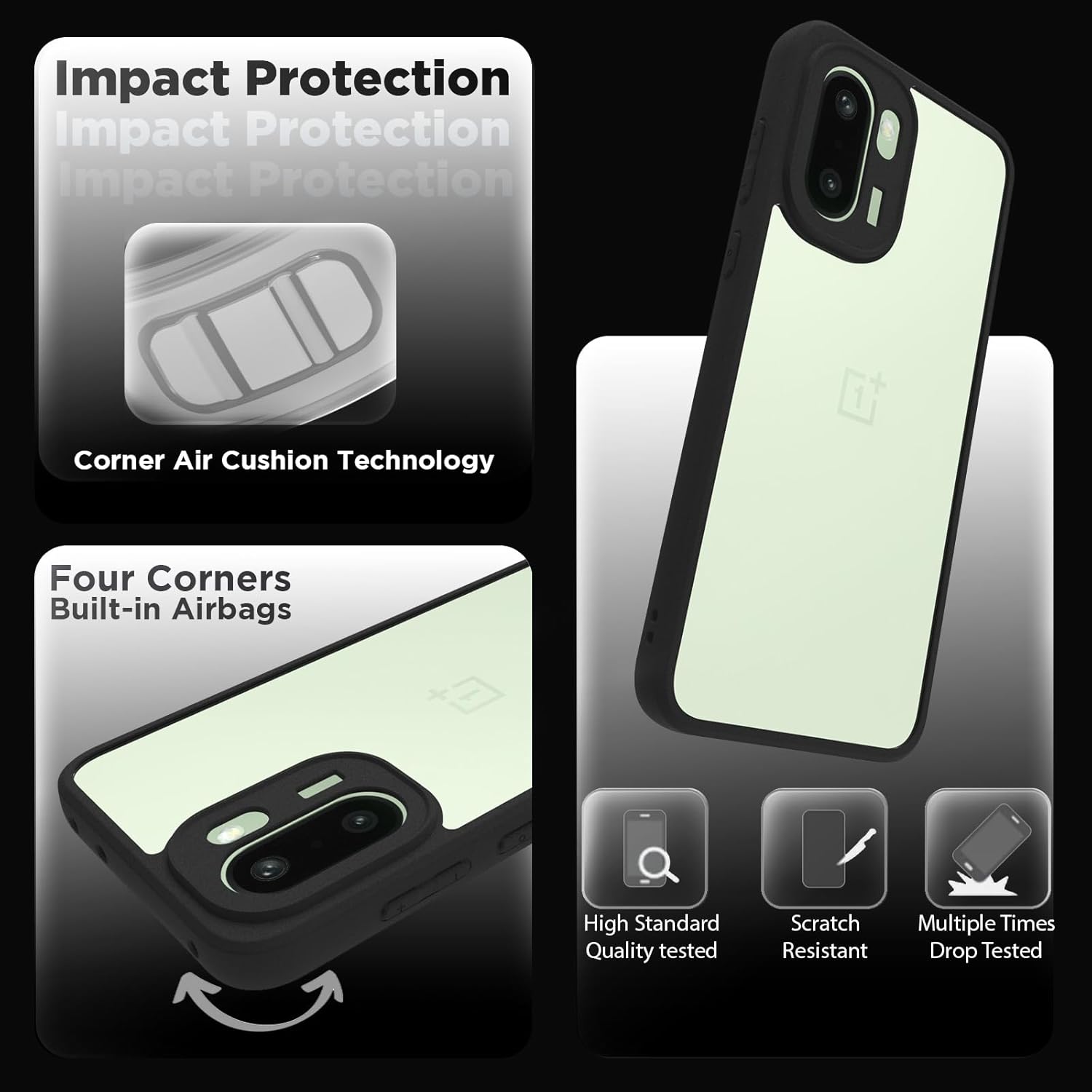 OnePlus 15R 5G Back Cover Case |  Sleek Hybrid - Clear Black