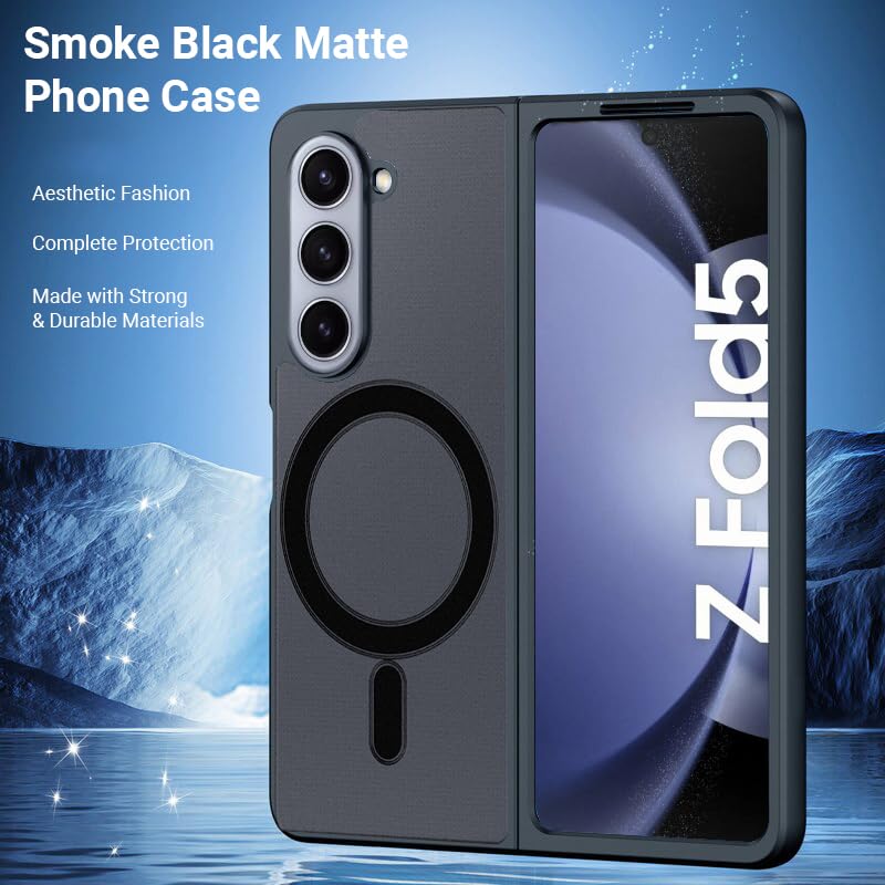 Samsung Galaxy Z Fold 5 Back Cover Case | Sleek Hybrid - Matte Black Magnetic