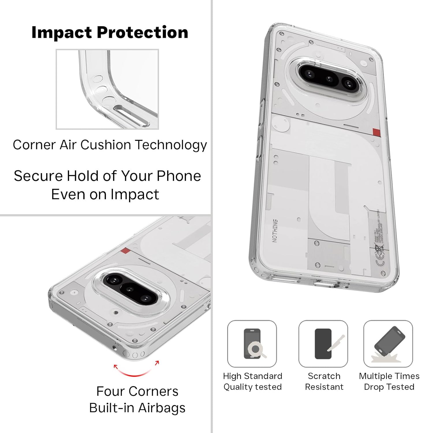 Nothing Phone 3a Back Cover Case | Clear Hybrid - Clear