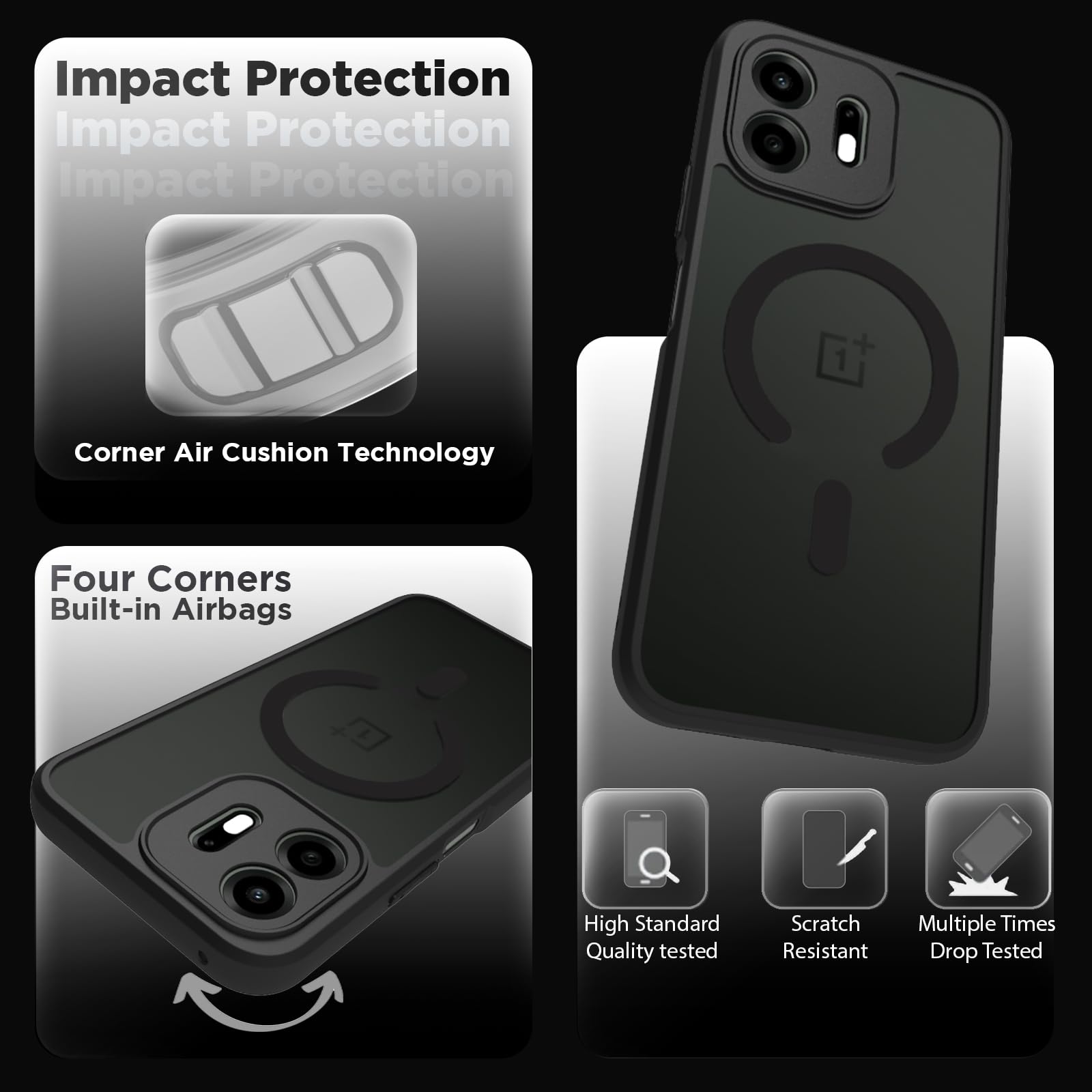 OnePlus N6 Back Cover Case | Sleek Hybrid - Matte Black Magnetic