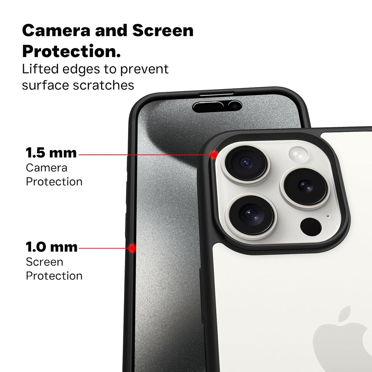 iPhone 15 Pro Back Cover Case | Sleek Hybrid - Clear Black