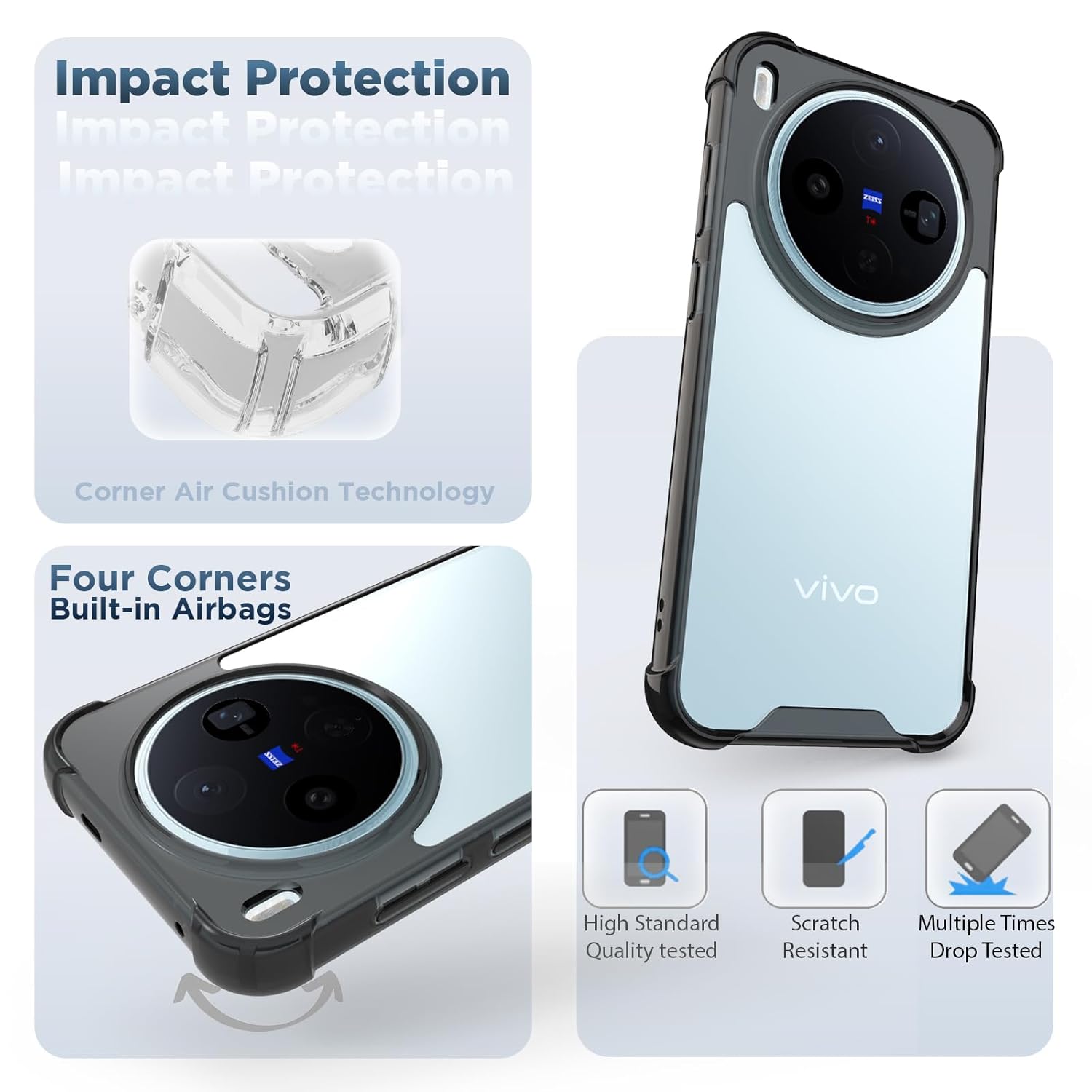 Vivo X300 5G Back Cover Case | Clear Hybrid - Clear Smoke