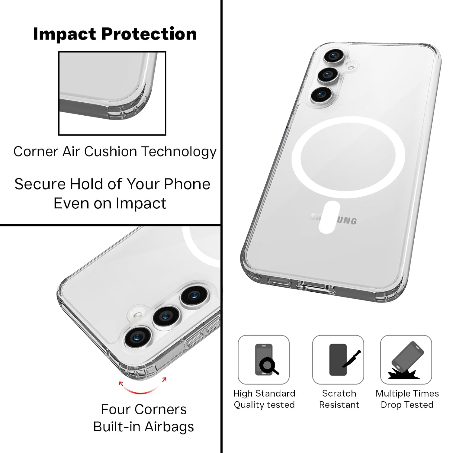 Samsung Galaxy S23 FE Back Cover Case | Sleek Hybrid - Clear Magnetic