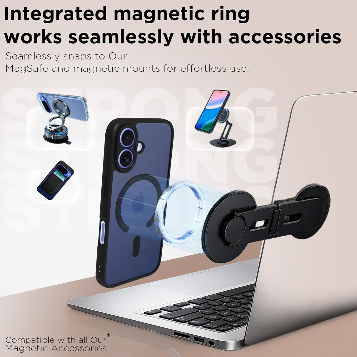 iPhone 16 Back Cover Case | Sleek Hybrid - Matte Black Magnetic